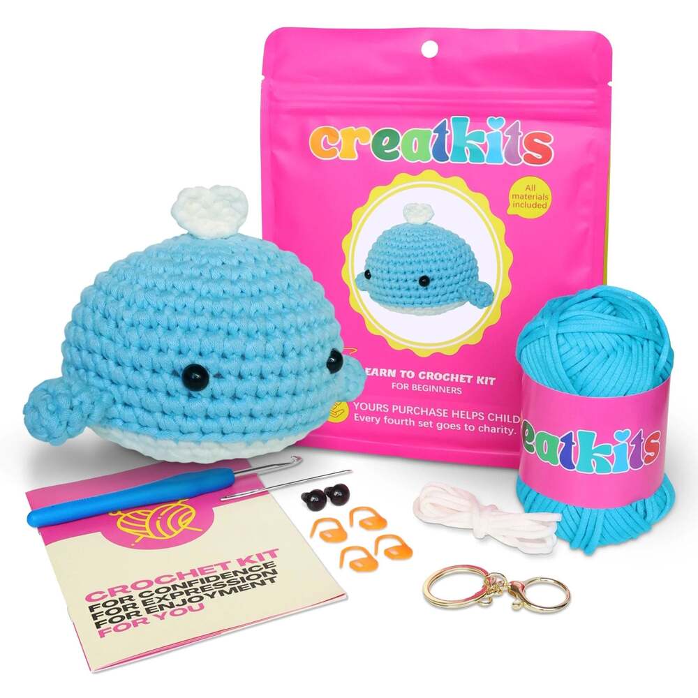 Creatkits Finn the Blue Whale Beginner Amigurumi Crochet Kit
